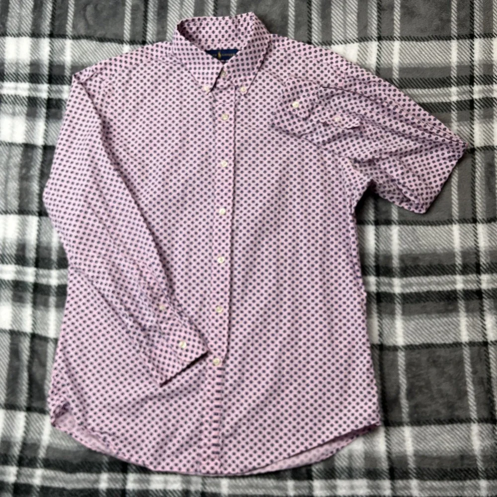 Ralph Lauren‎ Button Up Shirt Mens L Geometric Slim Fit Colorful Oxford Long Slv